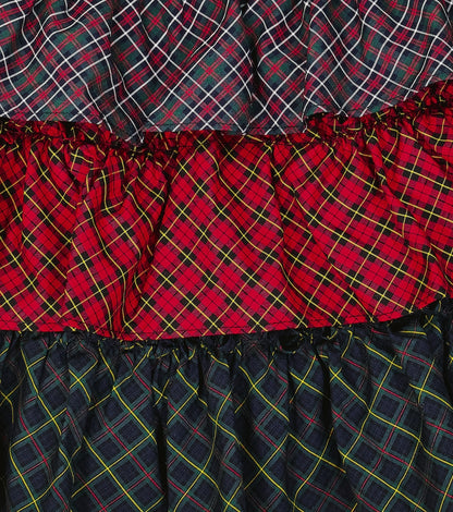 Tartan tiered cotton poplin skirt