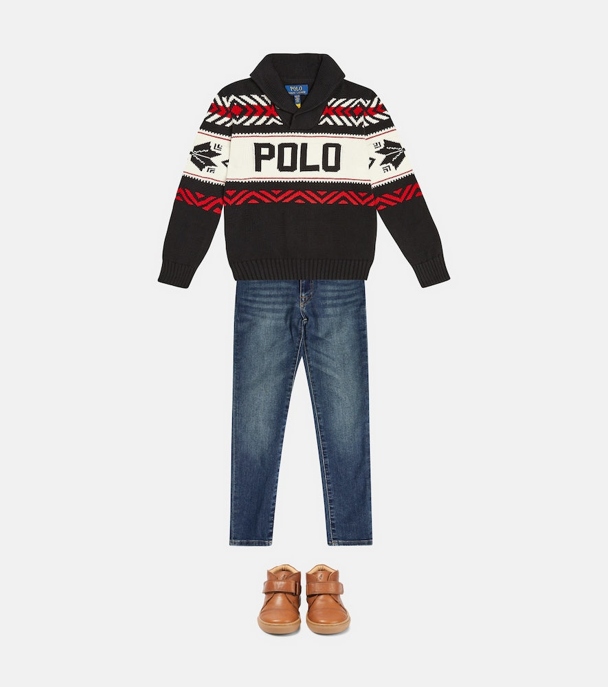 Logo intarsia cotton sweater