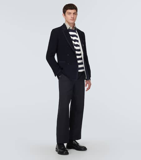 Striped cotton and wool sweater