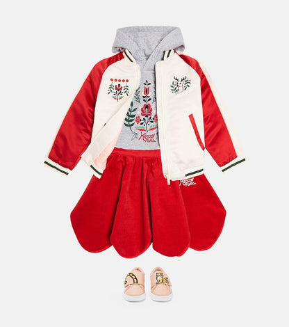 Embroidered satin varsity jacket