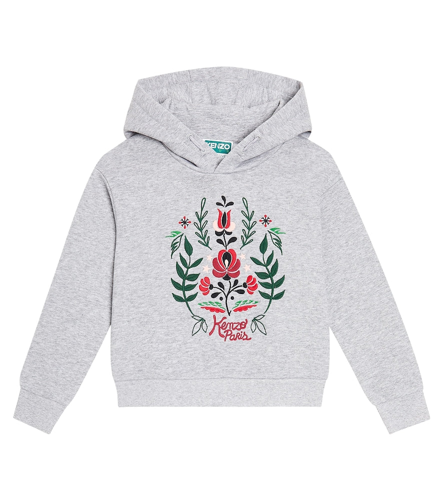 Embroidered cotton jersey hoodie