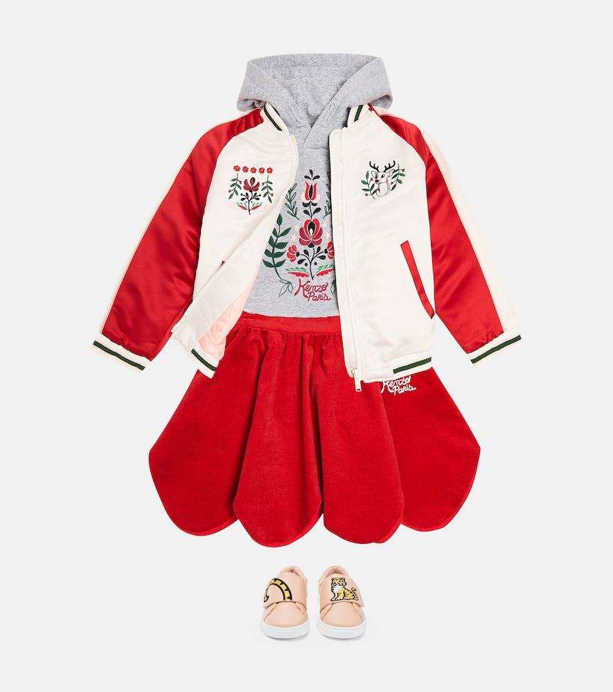 Embroidered cotton jersey hoodie