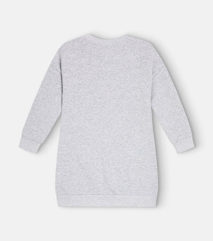 Embroidered cotton jersey sweatshirt dress