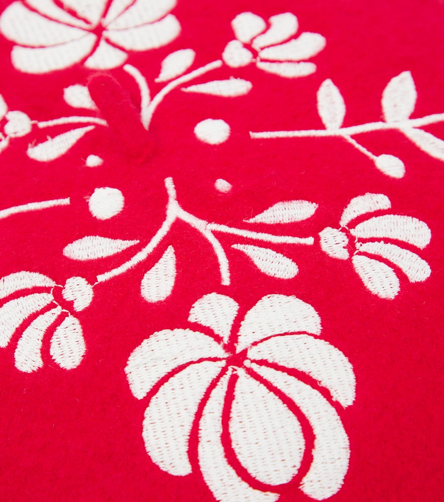 Embroidered wool-blend beret