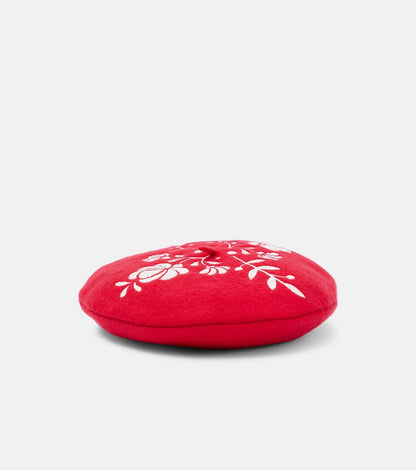 Embroidered wool-blend beret