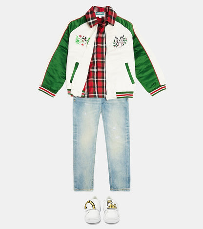 Embroidered varsity jacket