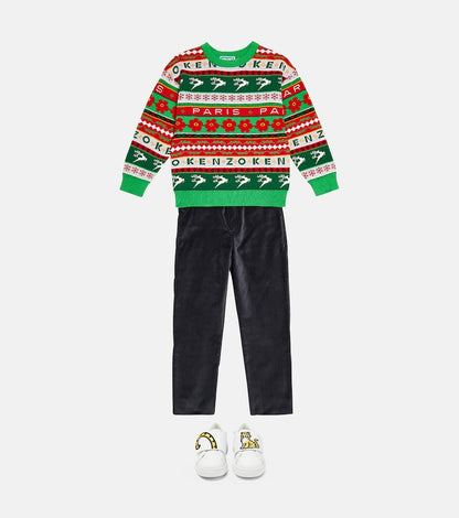 Jacquard cotton-blend sweater
