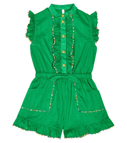 Junie frill-trimmed floral cotton playsuit