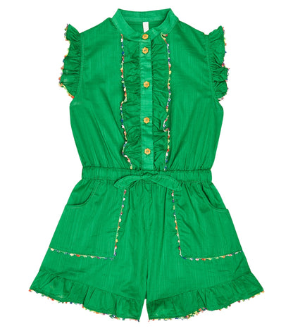 Junie frill-trimmed floral cotton playsuit