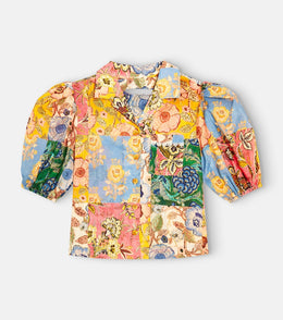 Junie patchwork puff-sleeve shirt