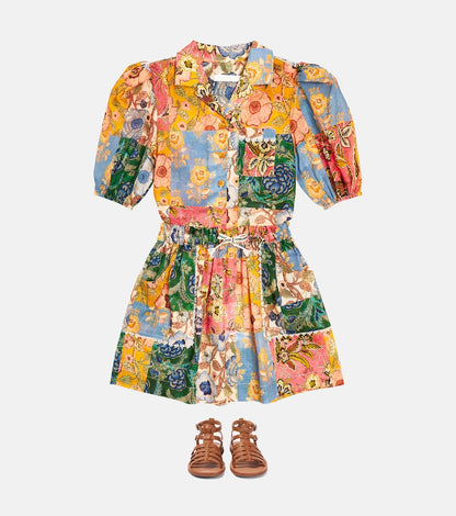 Junie patchwork puff-sleeve shirt