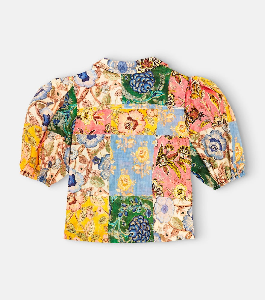 Junie patchwork puff-sleeve shirt