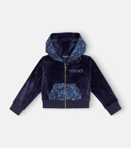Barocco embellished velvet hoodie