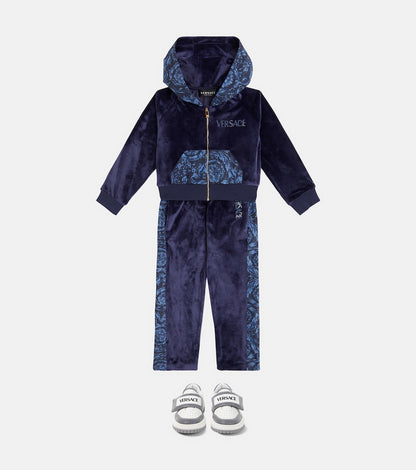 Barocco embellished velvet hoodie