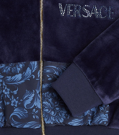 Barocco embellished velvet hoodie