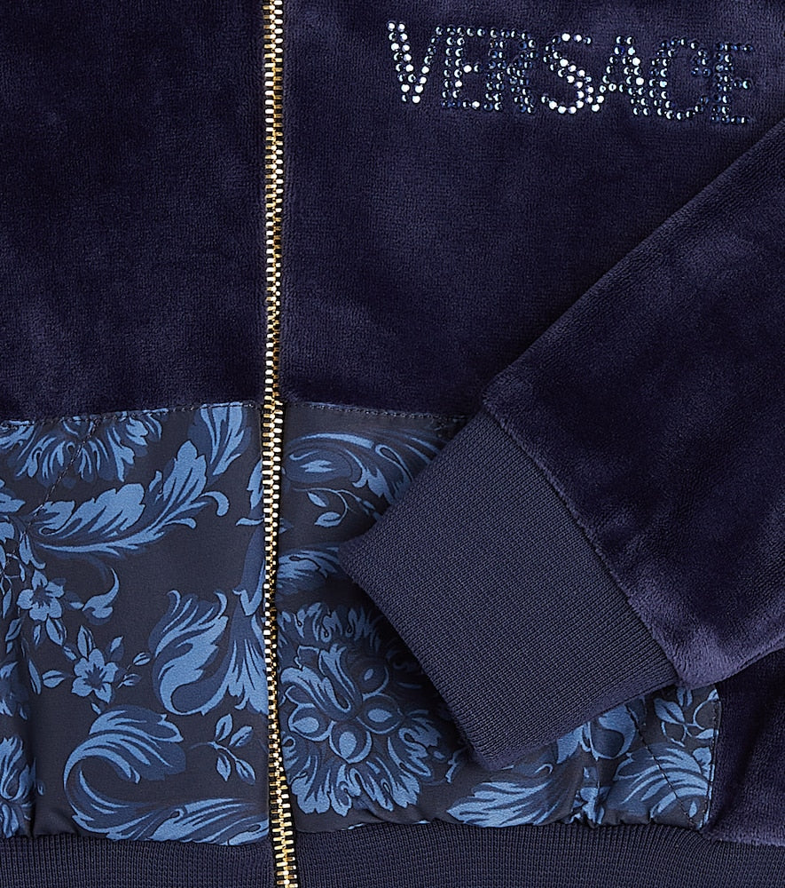 Barocco embellished velvet hoodie