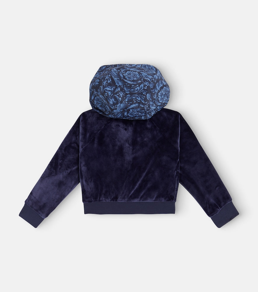 Barocco embellished velvet hoodie