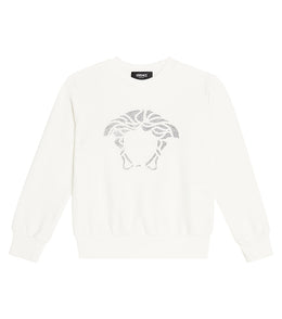 Medusa embellished cotton jersey sweatshirt