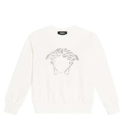 Medusa embellished cotton jersey sweatshirt