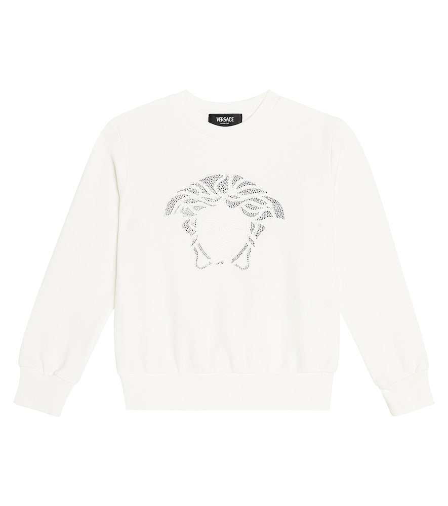 Medusa embellished cotton jersey sweatshirt