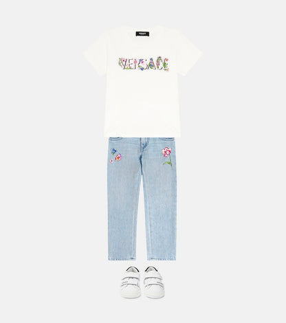 Blossom embroidered tapered jeans