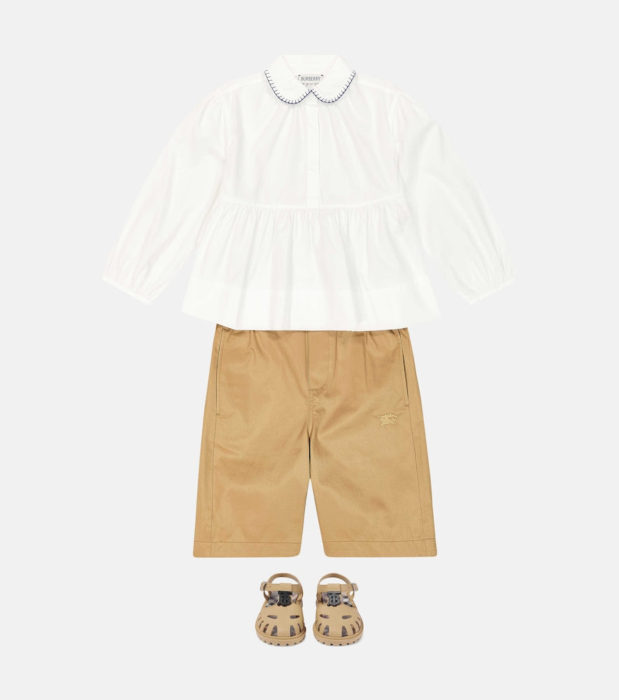 Cotton-blend poplin blouse