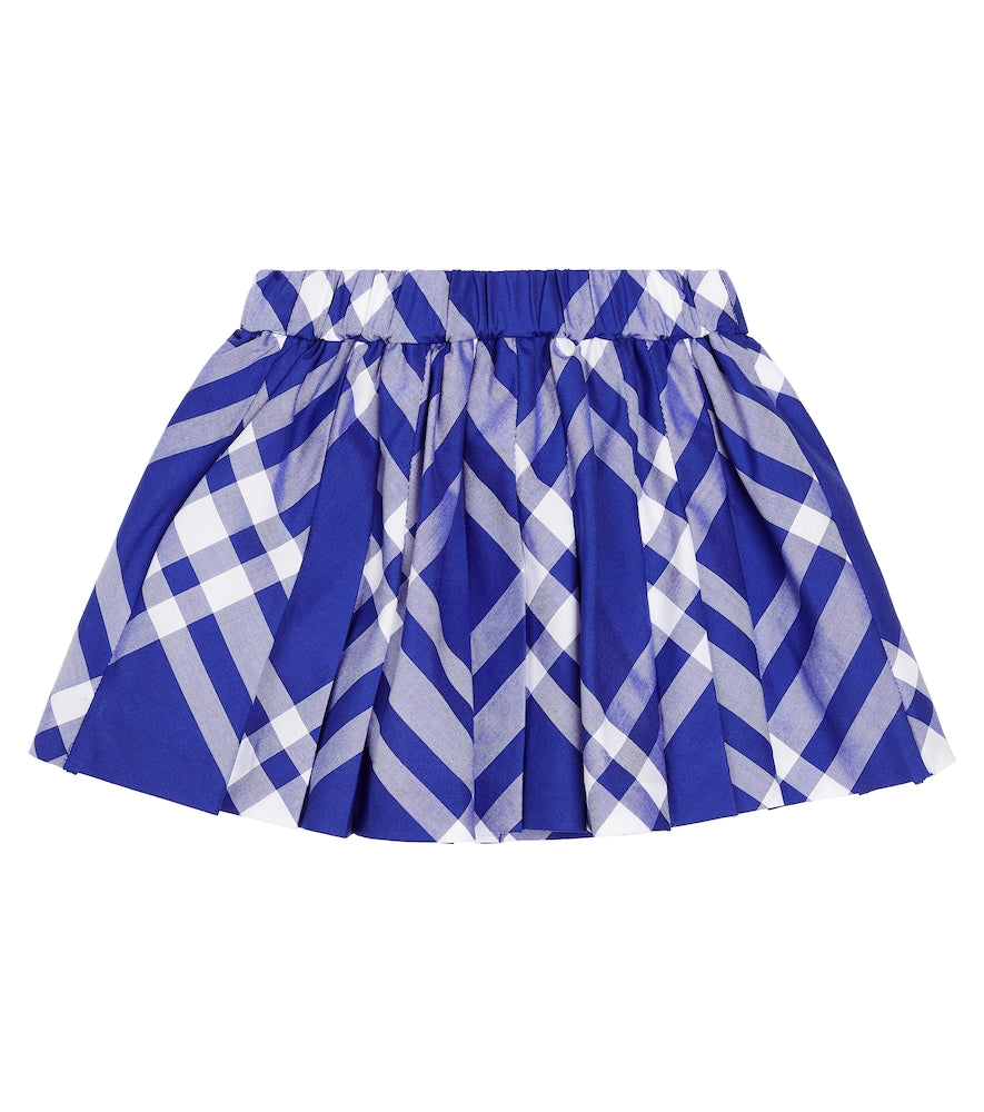Baby checked pleated cotton skirt