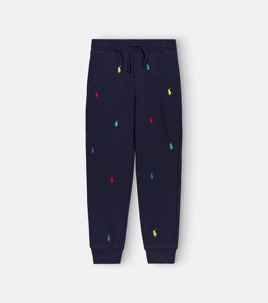 Embroidered cotton-blend sweatpants