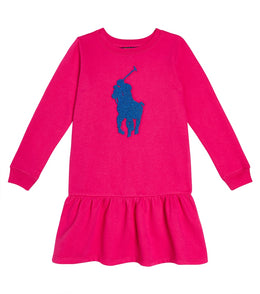 Logo embroidered cotton-blend dress