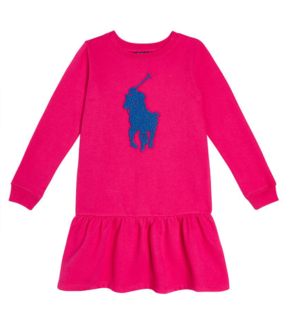 Logo embroidered cotton-blend dress