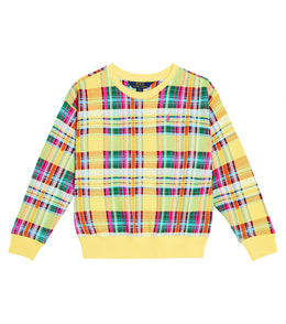 Checked cotton-blend sweater