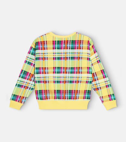 Checked cotton-blend sweater