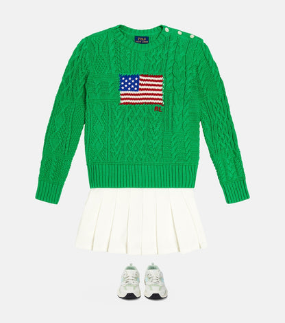 Cable-knit cotton sweater