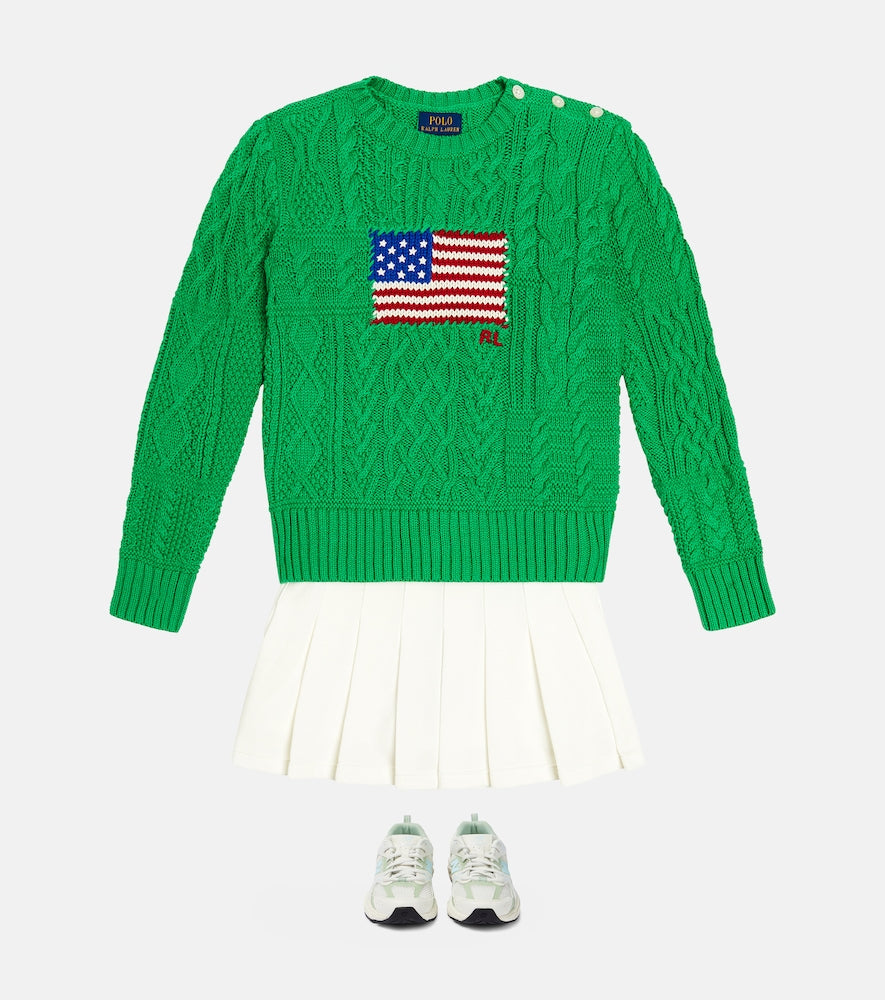 Cable-knit cotton sweater