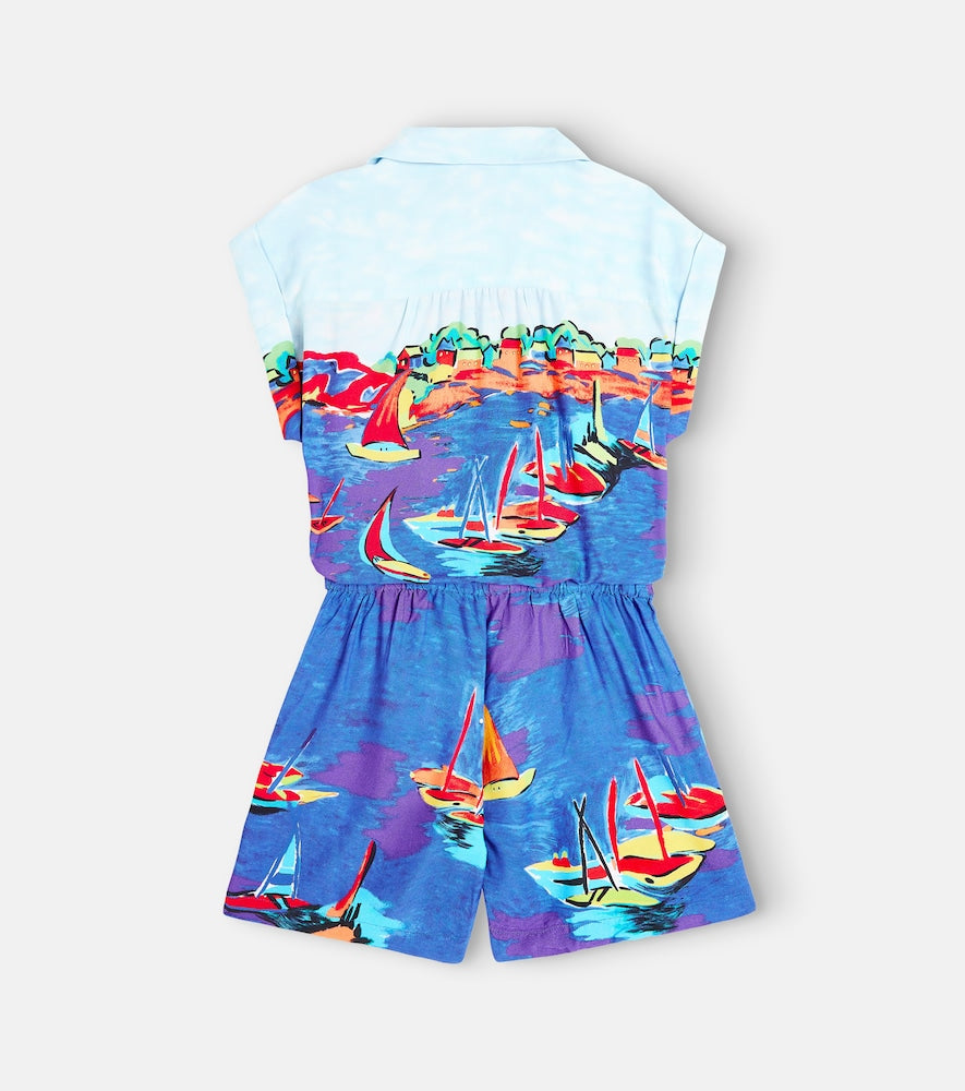 Printed jersey playsuit