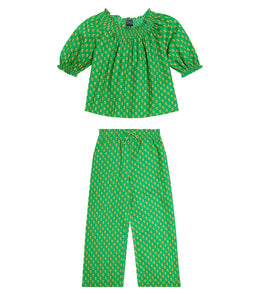 Floral cotton top and pants set