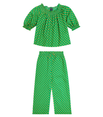 Floral cotton top and pants set