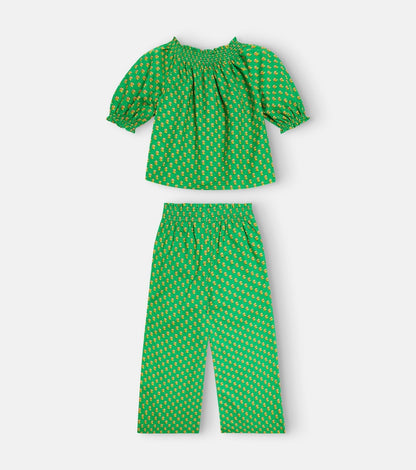 Floral cotton top and pants set
