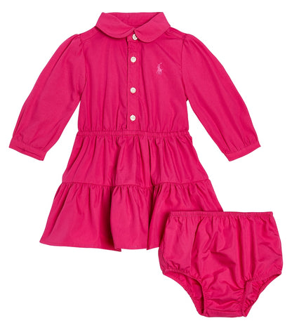 Baby cotton dress and bloomers set
