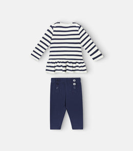 Baby striped cotton top and leggings set