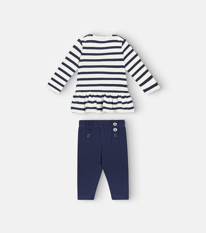 Baby striped cotton top and leggings set