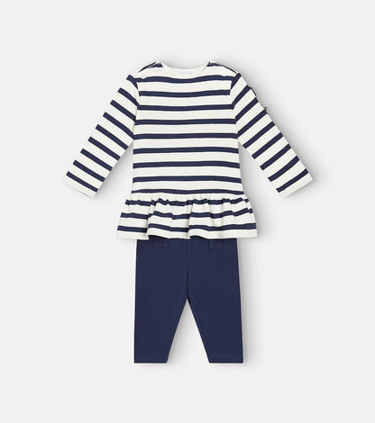 Baby striped cotton top and leggings set