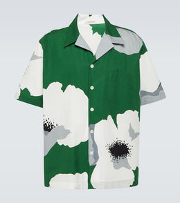 Floral cotton poplin bowling shirt