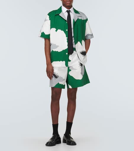 Floral cotton poplin bowling shirt