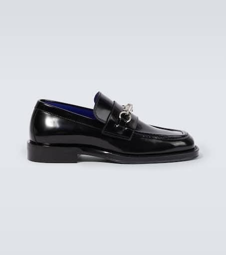 Embellished leather loafers