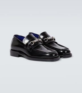 Embellished leather loafers
