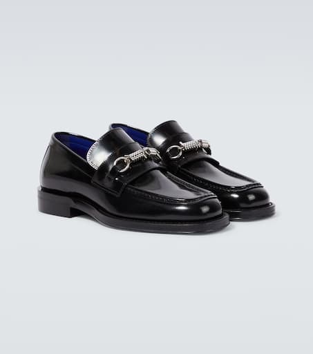 Embellished leather loafers