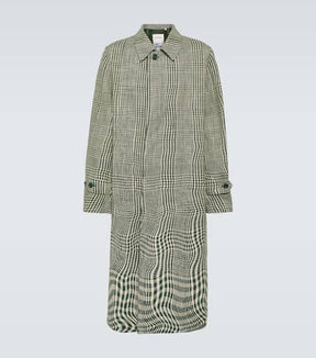 Checked silk and cotton-blend car coat