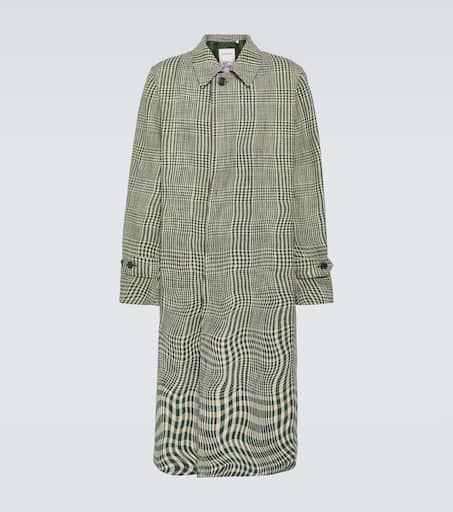 Checked silk and cotton-blend car coat