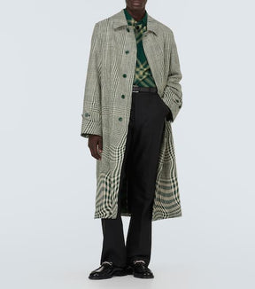 Checked silk and cotton-blend car coat